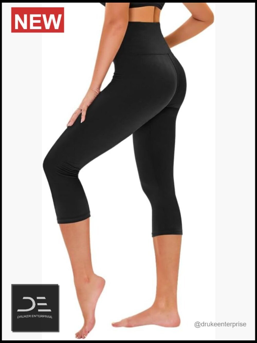 Tummy Control High Waisted Capri Leggings - Soft Yoga Pants for Gym